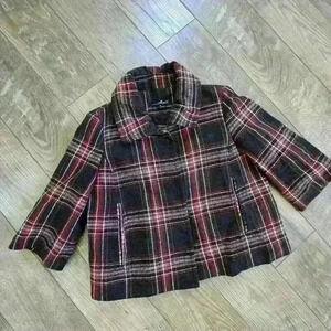 WILLI SMITH size  6 womens plaid jacket , snap front, red and black rn96092